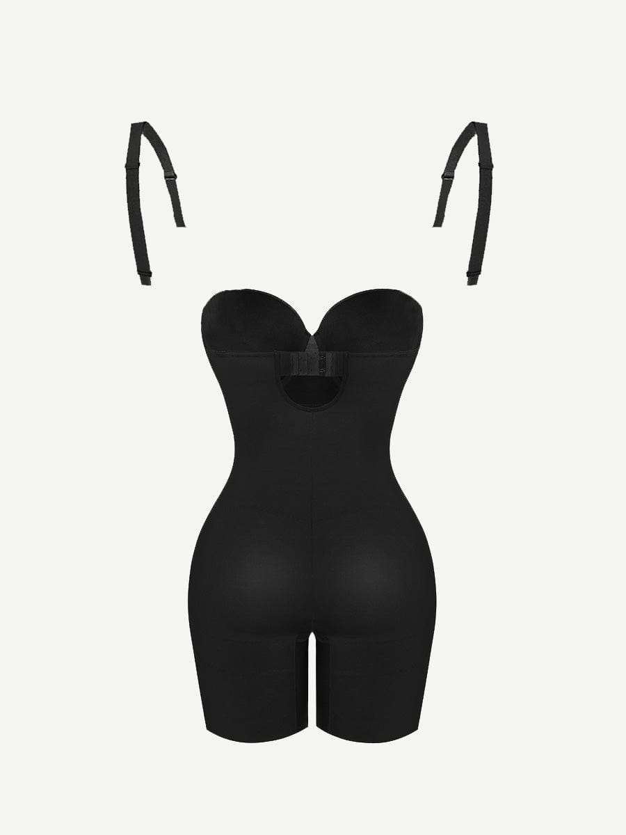 Back Smoothing Underwire Cup Push Up Bra Strapless Shortie Bodysuit