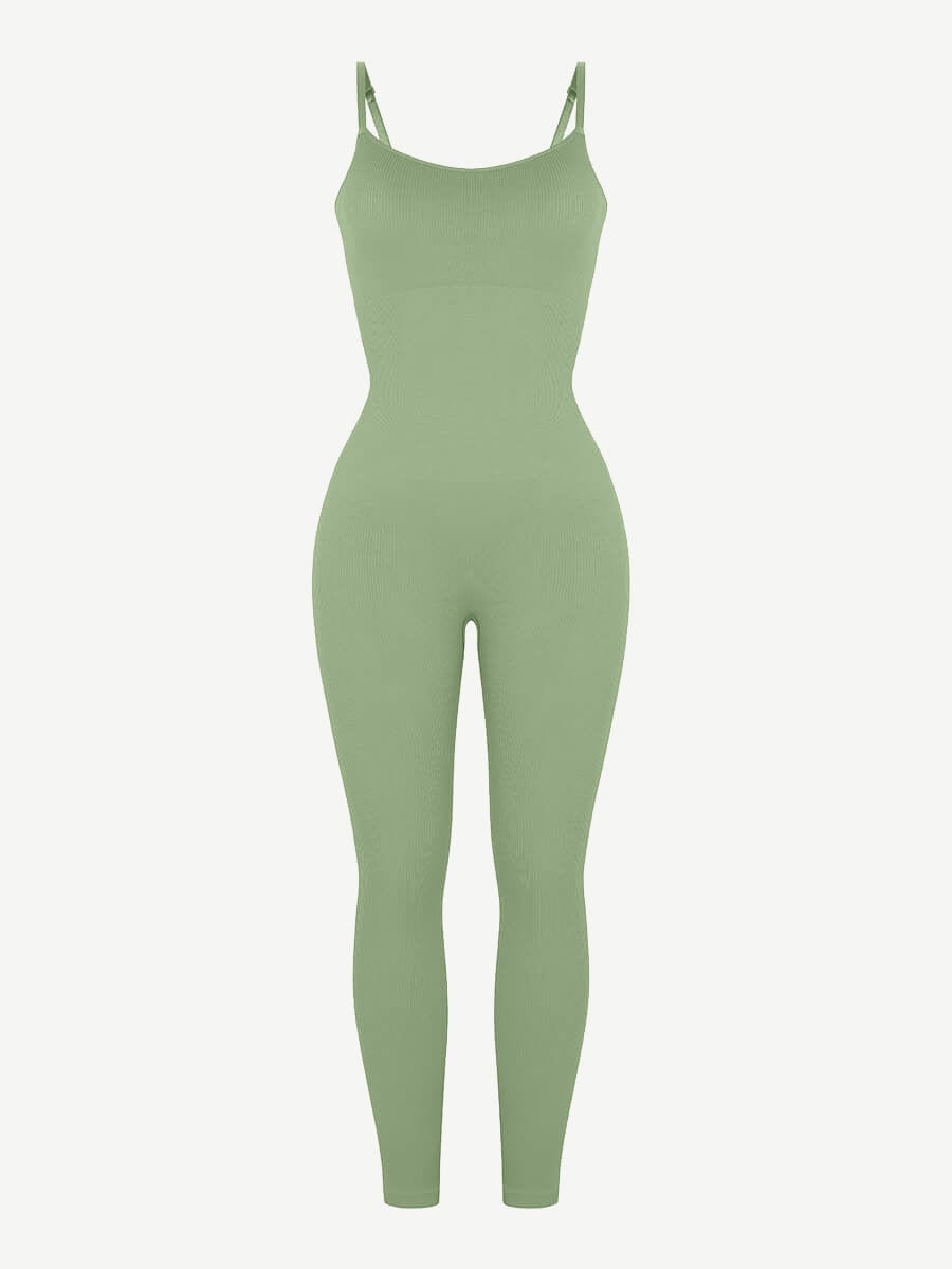 High Stretchy Seamless Sling Tummy Control Jumpsuit Removable cup pads