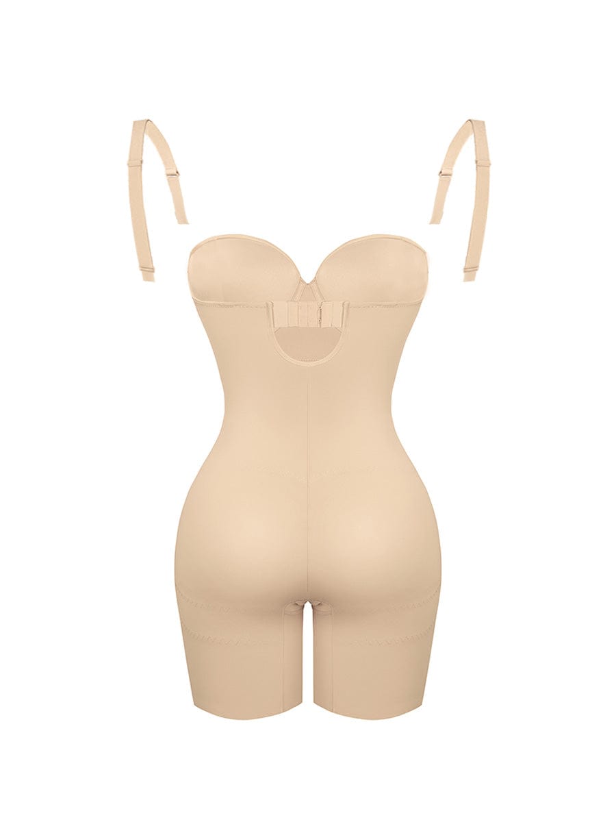 Back Smoothing Underwire Cup Push Up Bra Strapless Shortie Bodysuit