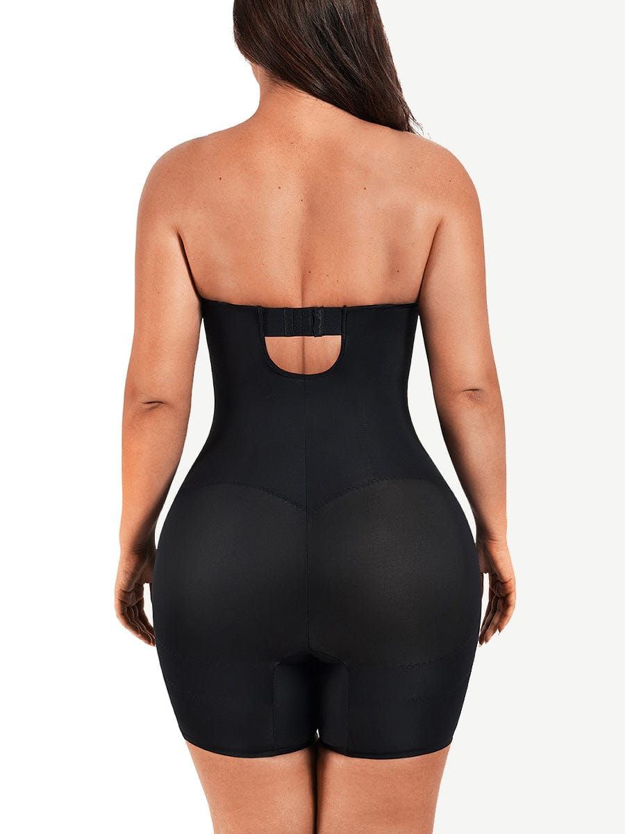 Back Smoothing Underwire Cup Push Up Bra Strapless Shortie Bodysuit